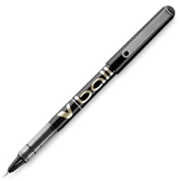 Pilot V-Ball Liquid Ink Roller Pen - Black pen shown uncapped and at angle