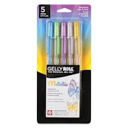 Sakura Gelly Roll Pens - Hot Metallic Colors, Medium Tip, Set of 5, front of packaging