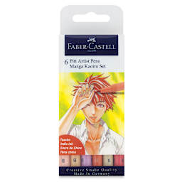 Faber-Castell Pitt Artist Pens Manga Set - Kaorio, Set of 6 front of package