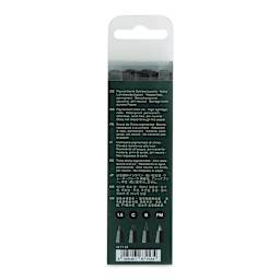 Faber-Castell Pitt Artist Pens- Black, Set of 4, Assorted Nibs, Bold (back of package)