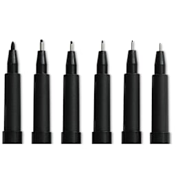 Faber-Castell Pitt Artist Pens- Black, Set of 6, Assorted Nibs