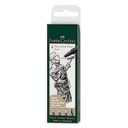 Faber-Castell Pitt Artist Pen Set - Black Wallet Set, Set of 4, Assorted Nibs
