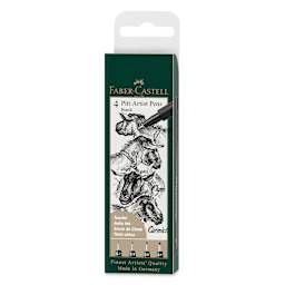 Faber-Castell Pitt Artist Pens - Black, Fineliner, Set of 4, Assorted Nibs