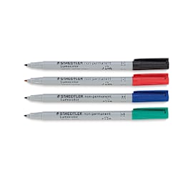 Staedtler Lumocolor Non-Permanent Markers - Set of 4 Medium Markers shown horizontally and uncapped