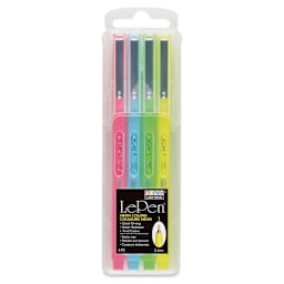 Marvy Uchida LePen Fine Line Marker Set - Neon Colors, Set of 4
