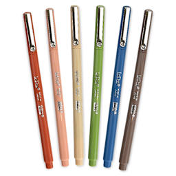 Marvy Uchida LePen Fine Line Marker Set  - Earth Tones, Set of 6