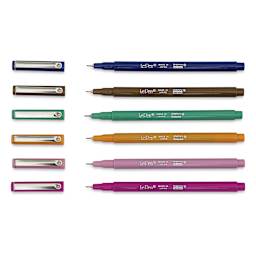 Marvy Uchida LePen Fine Line Marker - Retro Colors, Set of 6, out of the packaging with caps off