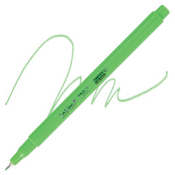Marvy Uchida LePen Fine Line Marker - Fluorescent Green, pen and swatch