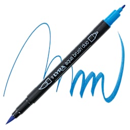 Lyra Aqua Brush Duo Marker - Oriental Blue 049 marker and swatch