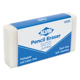 Alvin Jumbo White Vinyl Pencil Eraser, angled view with sleeve