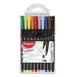 Maped Graph'Peps Fineliner Pen Sets - Front of clear package of Set of 10
