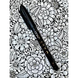 Copic Gasenfude Brush Tip Pen with detailed flower drawing