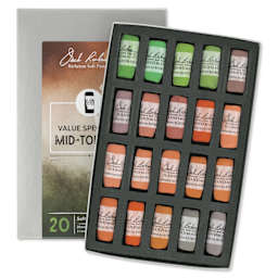 Richeson Soft Handrolled Pastels - Mid Tones 3, Set of 20