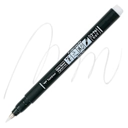 Tombow Fudenosuke Brush Pen - White Pastel, Soft Tip pen and swatch