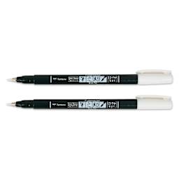 Tombow Fudenosuke Brush Pens - Pkg of 2, White with caps off