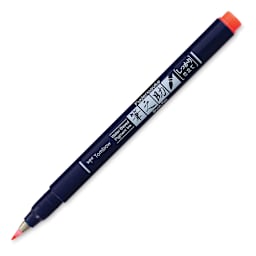 Tombow Fudenosuke Brush Pen - Red Neon, Hard Tip