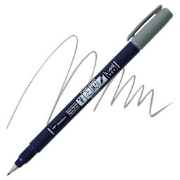 Tombow Fudenosuke Brush Pen - Gray, Hard Tip pen and swatch