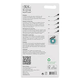 Winsor & Newton Fineliner - Black, Set of 5, back of the packaging