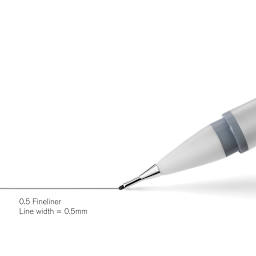 Winsor & Newton Fineliner - Cool Grey, 0.5 mm, close-up displaying line width