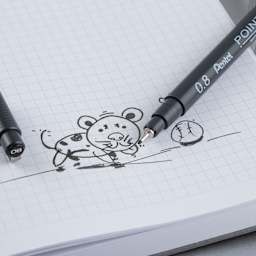 Pentel Arts Pointliner Pen - Black, 0.8 mm (being used to draw an animal)