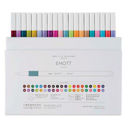 Uni Emott Fineliners - Set of 40 (back of package with lid off)