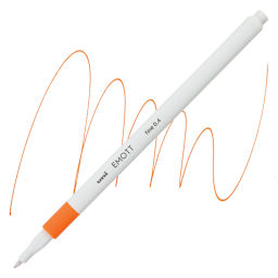Uni Emott Fineliner - Orange pen and swatch