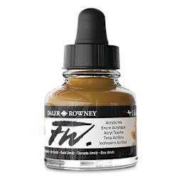 Daler-Rowney FW Acrylic Water-Resistant Artists Ink - 1 oz, Gold side