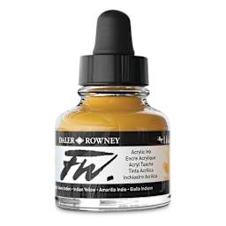 Daler-Rowney FW Acrylic Water-Resistant Artists Ink - 1 oz, Indian Yellow side