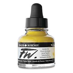 Daler-Rowney FW Acrylic Water-Resistant Artists Ink - 1 oz, Process Yellow side