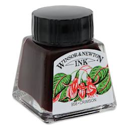Winsor & Newton Drawing Ink - Crimson, 14 ml, angled view