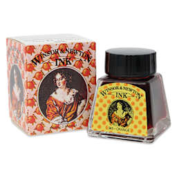 Winsor & Newton Drawing Ink - Orange, 14 ml bottle and package