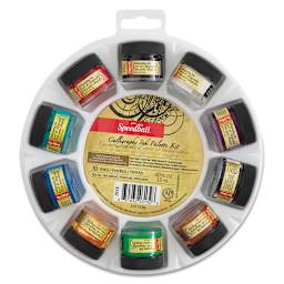 Speedball Calligraphy Inks Sets - Top view of package of set of 10 inks