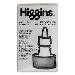 Higgins Dye-Based Drawing Ink - 1 oz, Super White, Waterproof, Pigment-Based Ink, front of the packaging