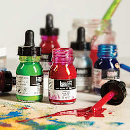 Liquitex Professional Acrylic Inks and Sets, bottles on desk