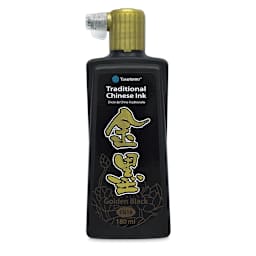 Yasutomo Chinese Inks - Front of bottle of Metallic Gold Black Ink