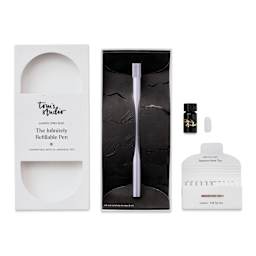 Tom's Studio Lumos Pro Refillable Dual Tip Pen Set - Lilac, pen in packaging and contents laid out