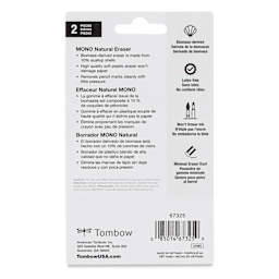 Tombow Mono Natural Erasers - Pkg of 2, back of packaging