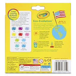 Crayola Broad Line Markers - Assorted Colors, Set of 10, back of the packaging
