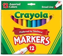 Crayola Broad Line Markers - Assorted Colors, Set of 12, front of the packaging