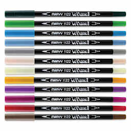 Le Plume II Dual-Tipped Marker - Basic Colors, Set of 12, contents