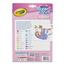 Crayola Super Tips Washable Marker - Pastel Colors, Set of 20, back of the packaging
