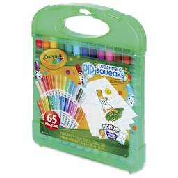 Crayola Pip-Squeaks Washable Markers and Paper Set - Set of 65 with Carrying Case, angled view