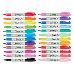 Sharpie Fine Point Permanent Markers - Glam Pop Colors, Set of 24, contents laid out