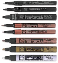 Sakura Pen-Touch Paint Markers - 8 Markers with various tips shown with Caps removed 
