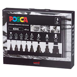 POSCA Paint Markers Assorted Sizes Black Set of 8