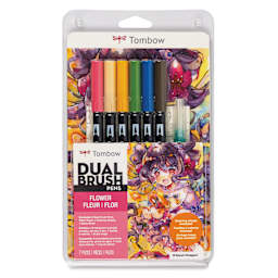 Tombow Dual Brush Manga Illustration Pens - Flower, Kit of 10, front of the packaging
