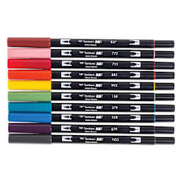 Tombow Dual Brush Pens - Nineties Colors, Set of 10 (set contents)
