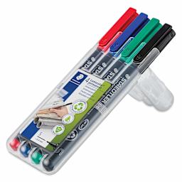 Staedtler Lumocolor Permanent Markers - Set of 4, Assorted, Superfine, angled view