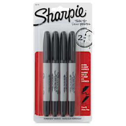 Sharpie Twin Tip Marker-Set of 4 Black  Outside of Package