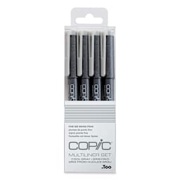 Copic Multiliner Pen - Gray, Fine Nibs, Set of 4